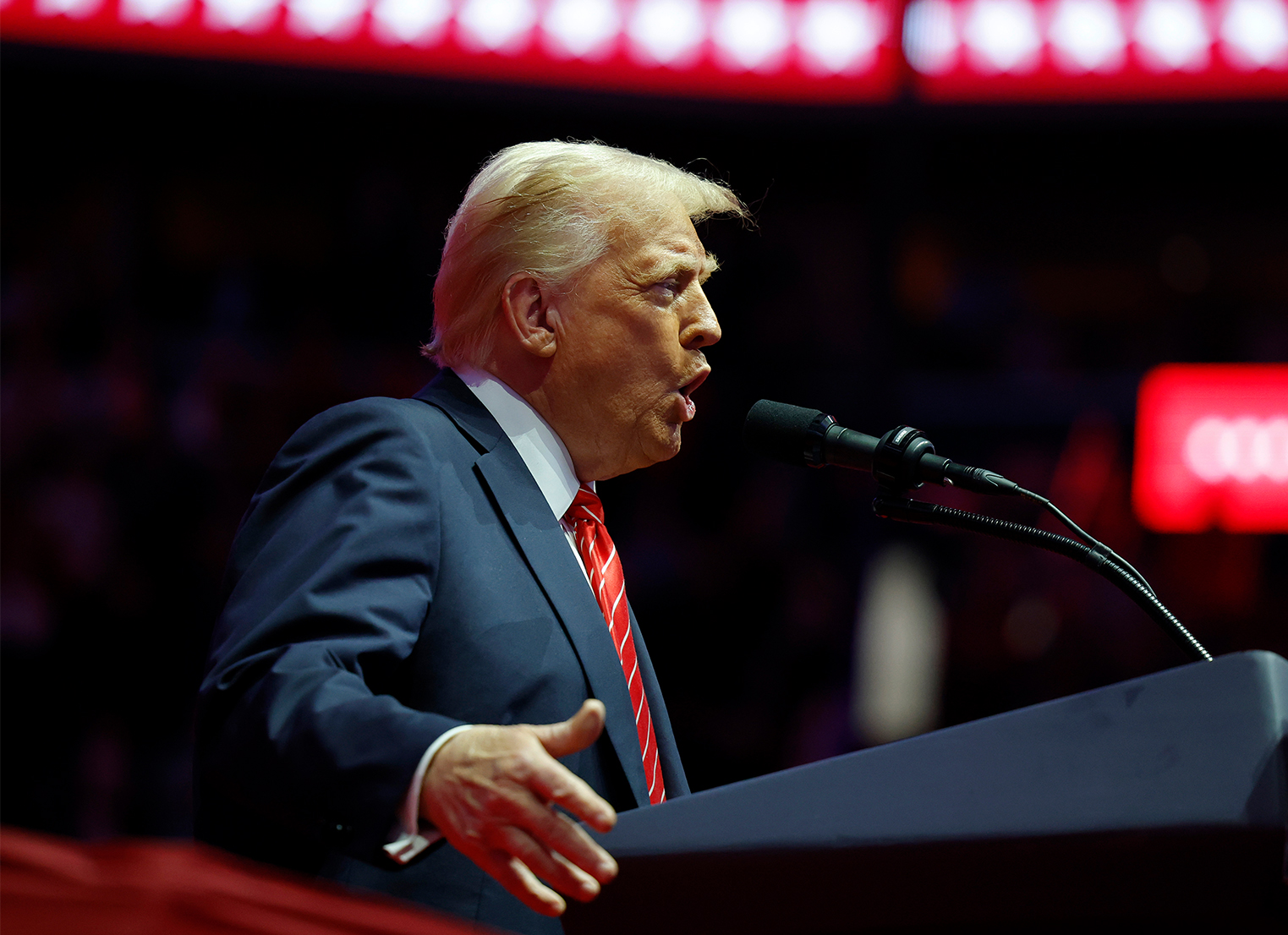 President-elect Donald Trump speaks at his victory rally at the Capital One Arena on January 19, 2025 in Washington, DC. Trump will be sworn in as the 47th US president on 20 January.