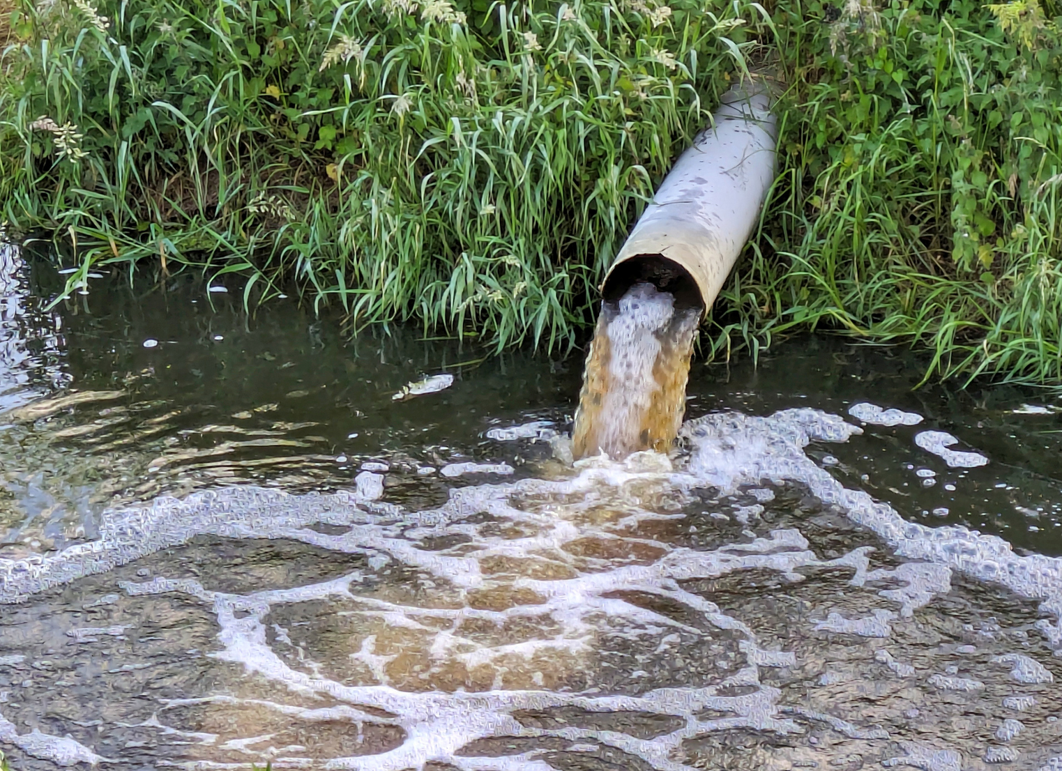 Waste water flowing out of a pipe