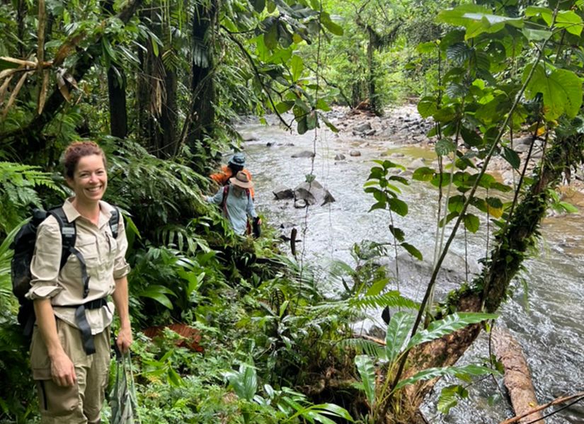 QUT research fellow Elektra Grant in rainforest in the Solomon Islands,