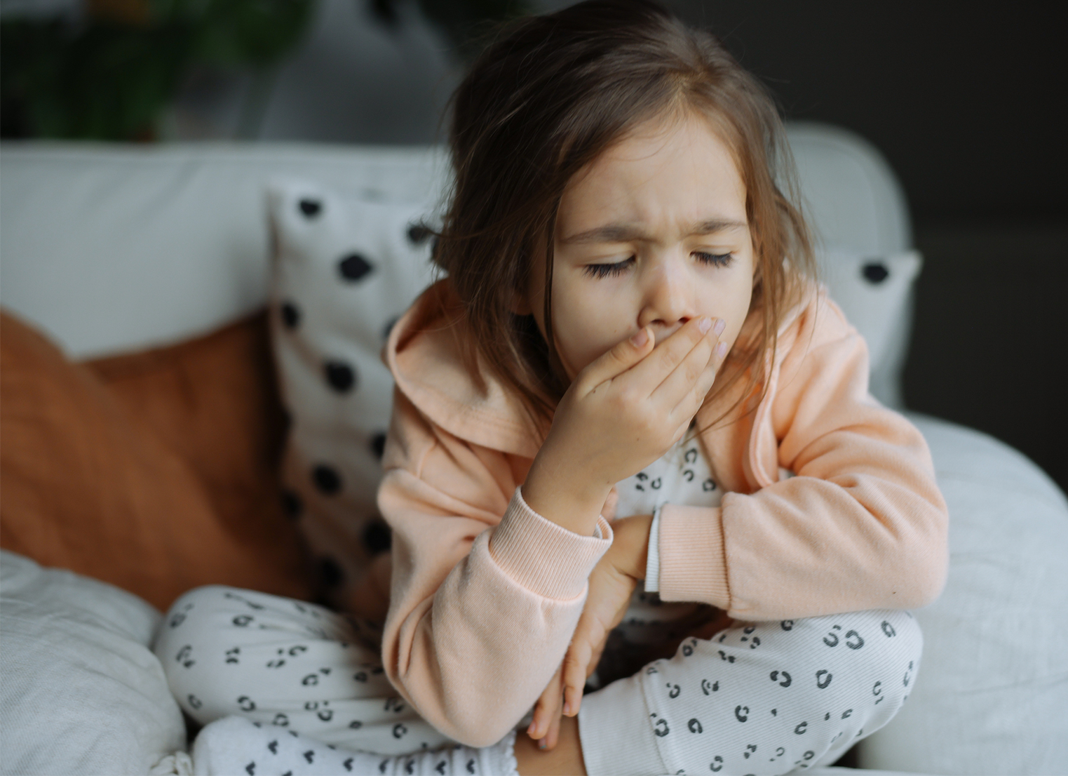 Little girl coughing